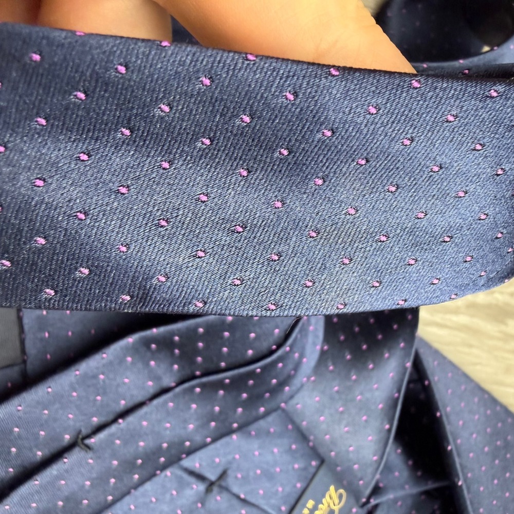 Brooks Brothers Mens Tie Makers Silk Pin Dot Navy Blue OS - Picture 5 of 9